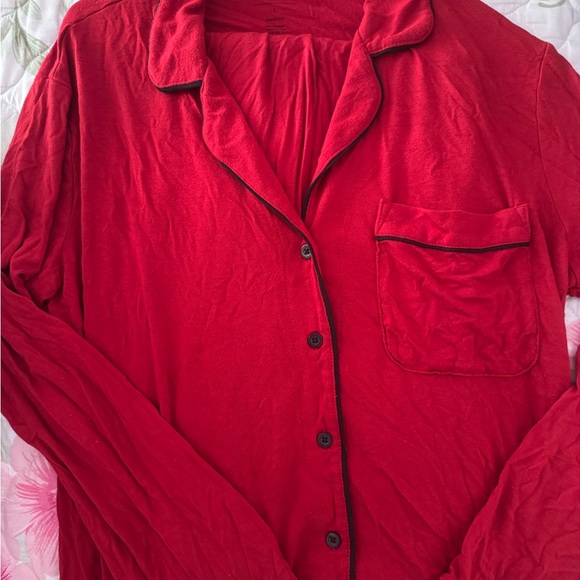 Auden Long Sleeve Notch Collar Top and Pants Pajama Set - Picture 4 of 4